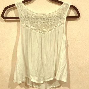White Crochet Lace-Panel Tank Top Blouse